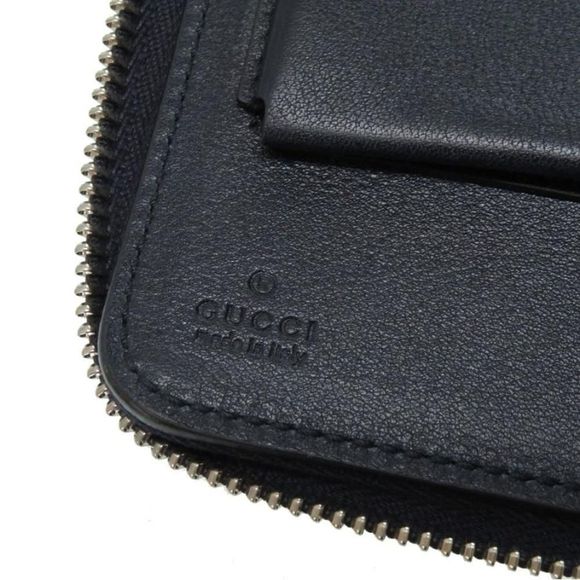 Gucci Travel Case Crocodile Document Case Long Wallet Navy Blue - Picture 7 of 8